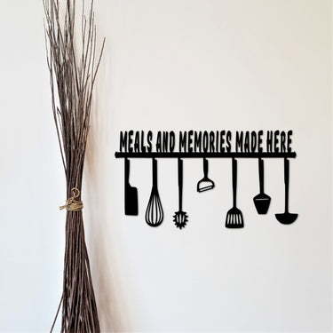 Meals and Memories Made Here Sign | Metal Kitchen Signs | Wall Quote | Foodie Gifts | Metal Wall Art | Kitchen Decor | Dining Room Wall Art